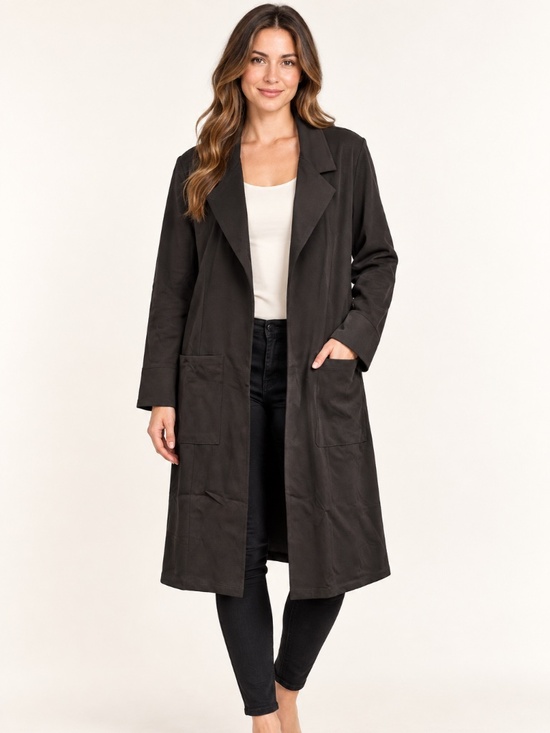 Dear Scarlett Jackets & Blazers - Dear Scarlett Chocolate Longline Duster Blazer Jacket